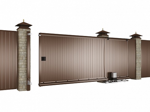 Откатные уличные ворота DoorHan slg-s стандартных размеров в алюминиевой раме с заполнением сэндвич-панелями