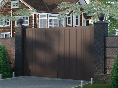 Распашные ворота DoorHan Sws стандартных размеров в алюминиевой раме с заполнением сэндвич-панелями