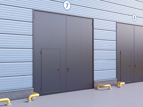 Промышленные распашные гаражные ворота DoorHan в стальной раме с сэндвич-панелью